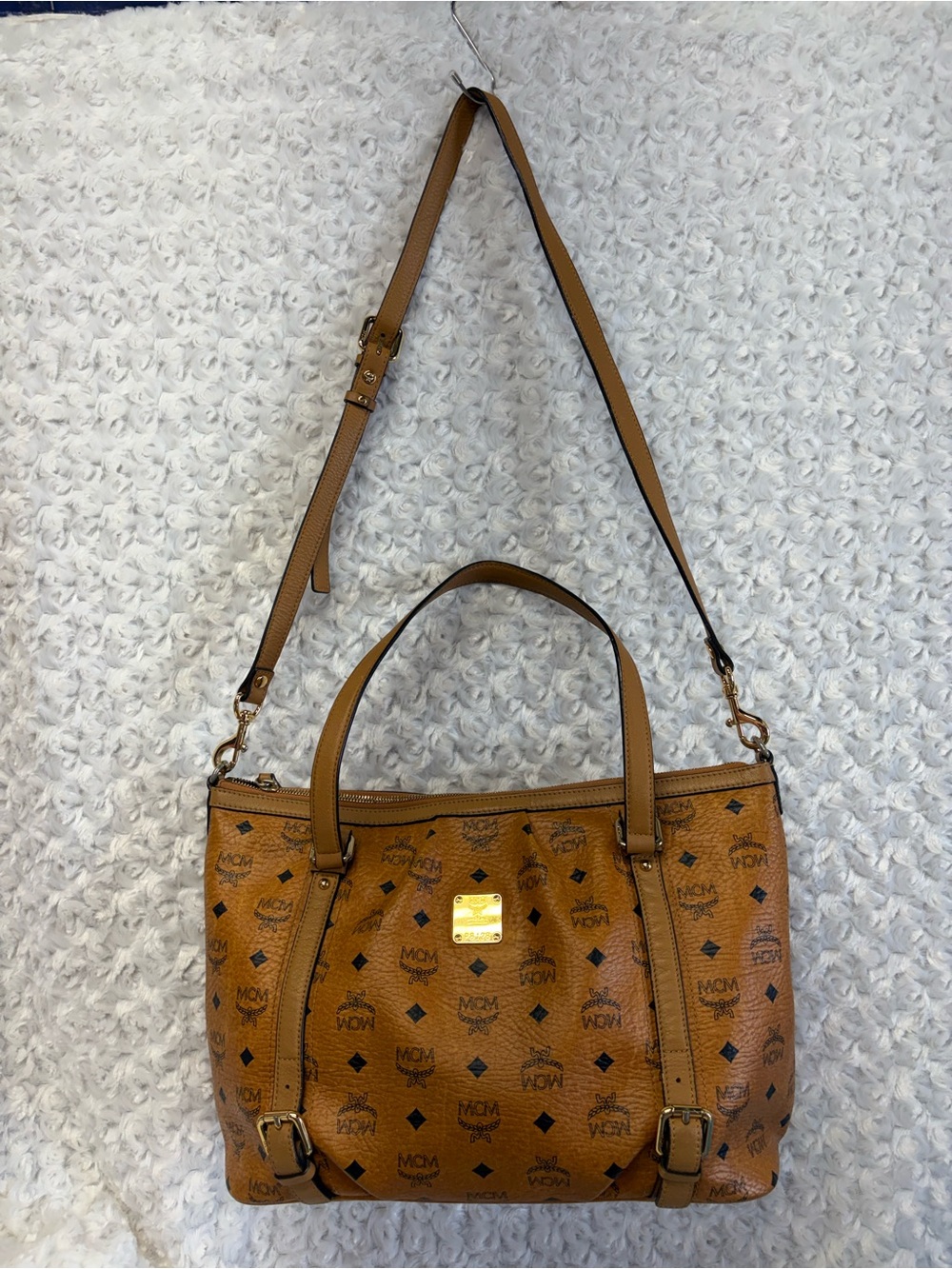 MCM Cognac Visetos shoulder or Tote w/ crossbody strap AUTHENTIC
